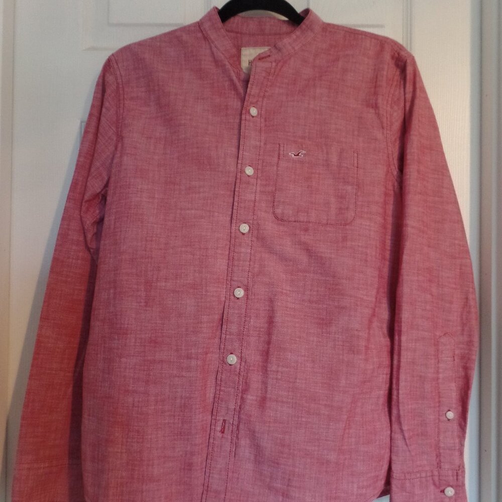 Hollister Mens Long Sleeve Shirt Red Heather Small